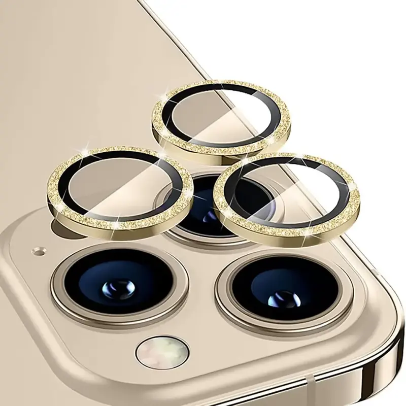 iPhone 16 Pro / iPhone 16 Pro Max Kameran panssarilasi Glitter - Kulta (3kpl)