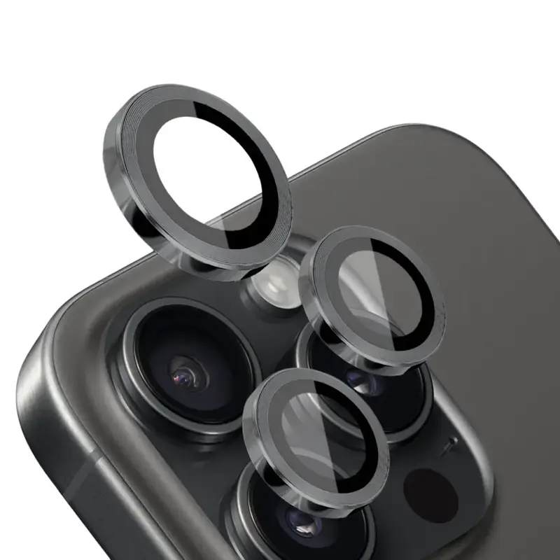 iPhone 16 Pro / iPhone 16 Pro Max Kameran panssarilasi - Musta (3kpl)