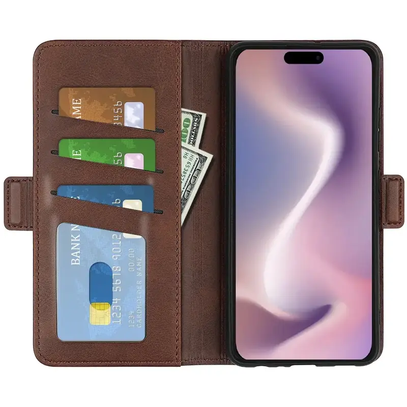 iPhone 16 Pro Lompakko Suojakotelo - Ruskea