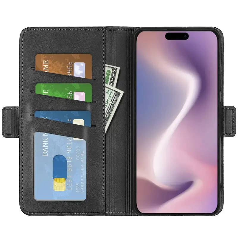 iPhone 16 Pro Max Lompakko Suojakotelo - Musta