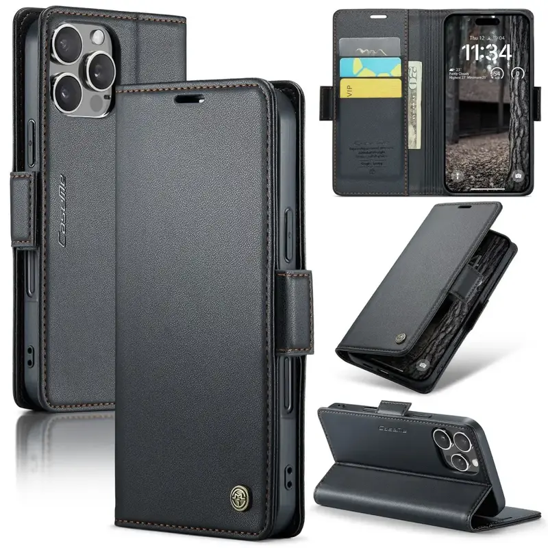 iPhone 16 Pro Max Lompakko suojakotelo RFID - Musta - CaseMe