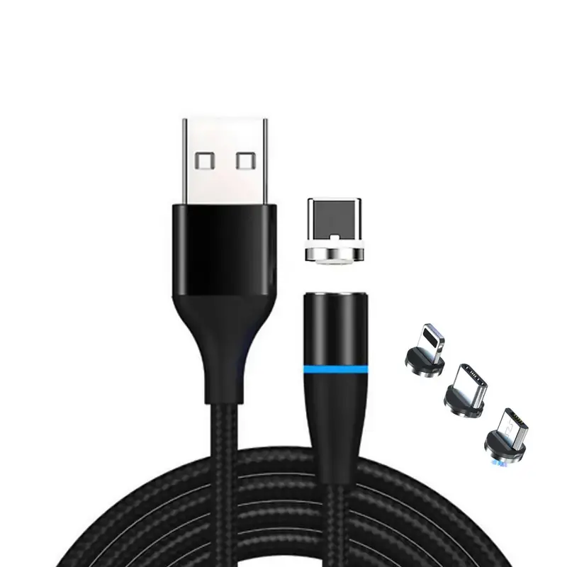 Magneettinen 3 in 1 Latauskaapeli 5A – USB-C / Lightning / Micro USB – Musta 1m
