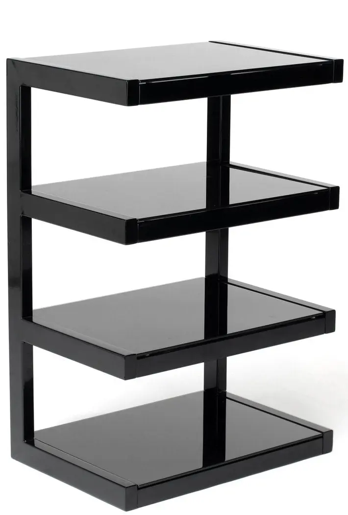 NorStone Esse Hifi laitetaso – 4 hyllyä, 570x860x400mm, satiinimusta/tammi/pähkinä/punainen