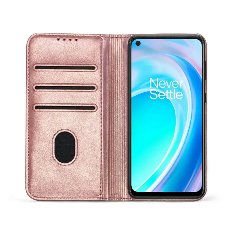OnePlus 8 Pro Unitec Lompakko Suojakotelo Ruusukulta