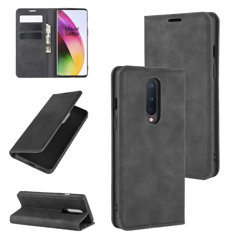 OnePlus 8 Unitec Lompakko Suojakotelo Musta