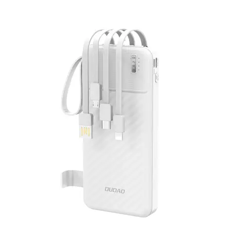 Powerbank Varavirtalähde Johdoilla 10000mAh - Valkoinen