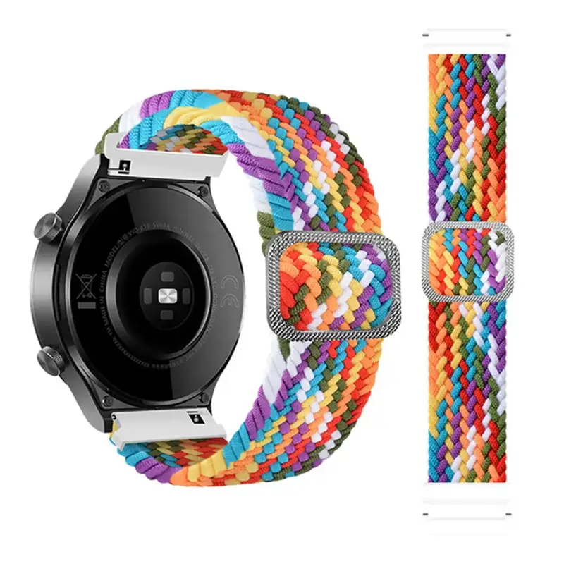 Punottu Nailonranneke 22mm - Sateenkaari