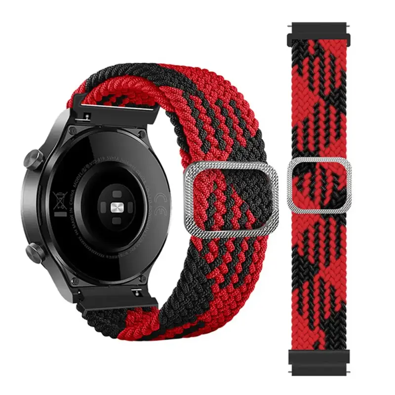 Punottu Nailonranneke Musta-Punainen 22MM
