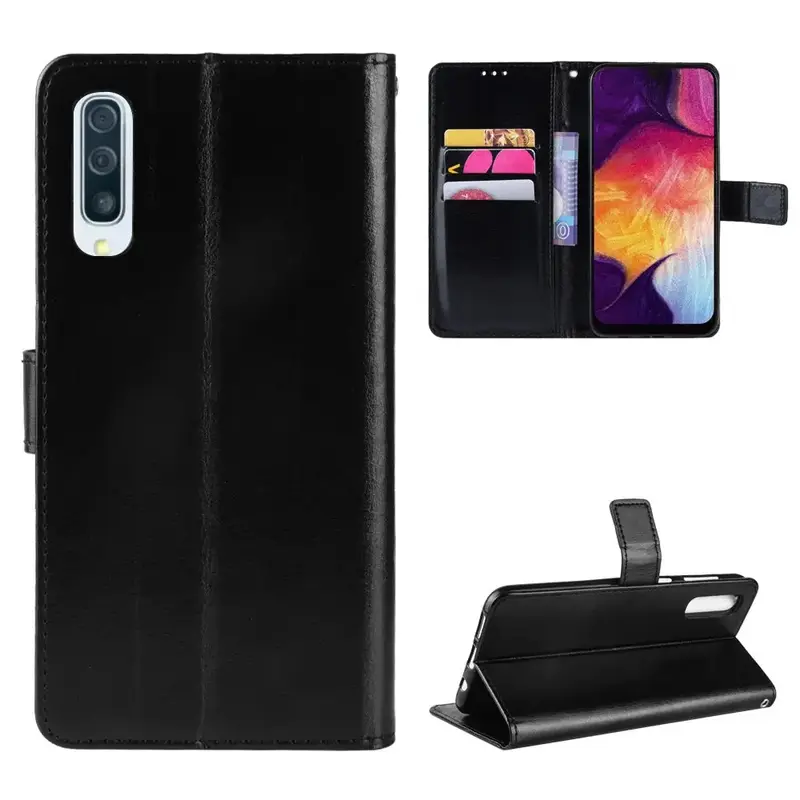 Samsung A70 Lompakko Suojakotelo Musta