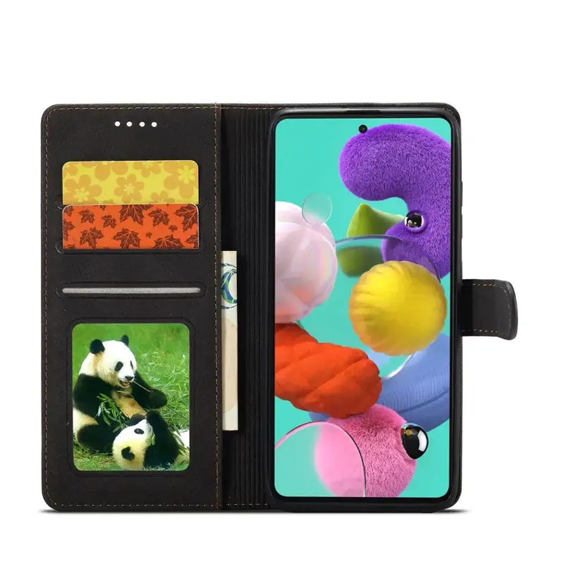 Samsung A71 Lompakko Suojakuori Musta