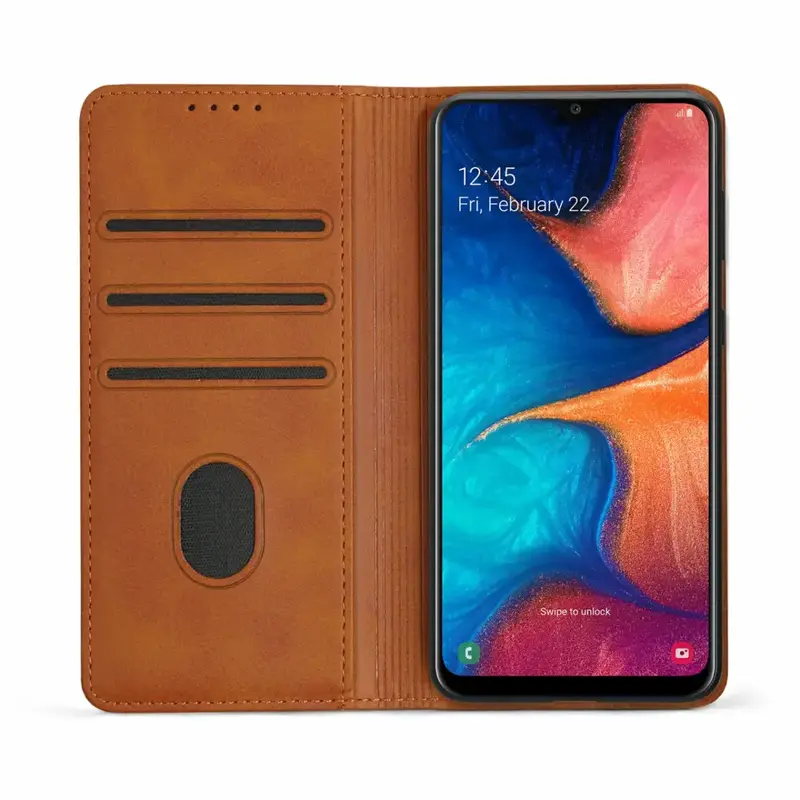 Samsung Galaxy A20s Unitec Lompakko Suojakotelo Ruskea