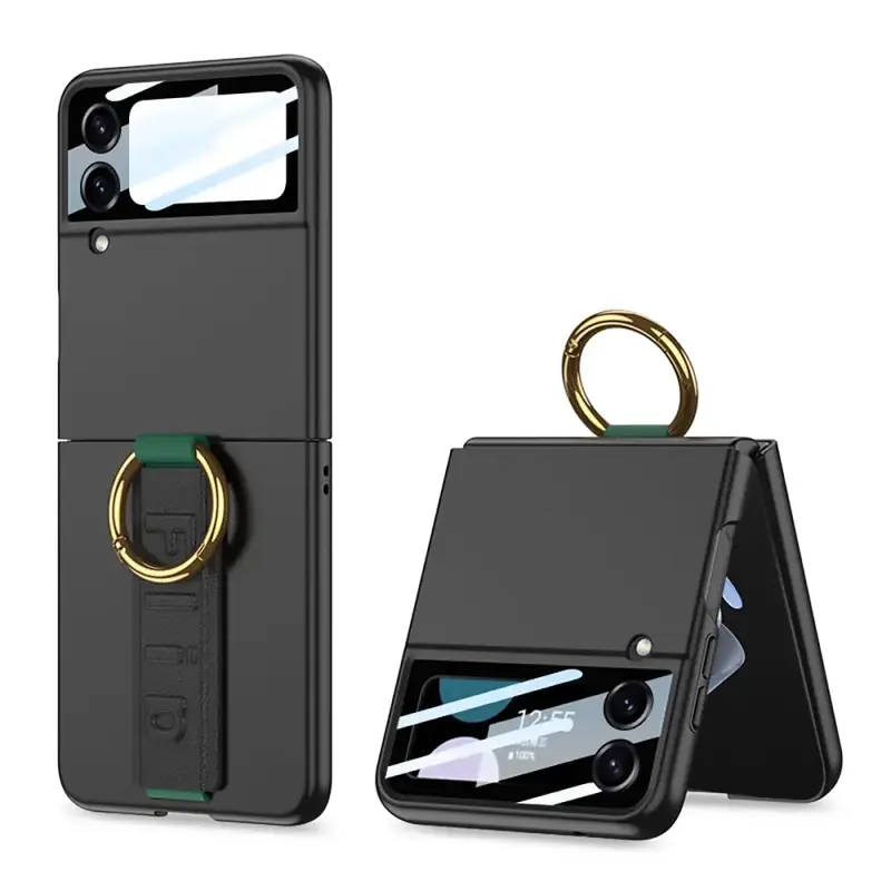 Samsung Galaxy Z Flip 4 Suojakuori sormushihnalla - Musta