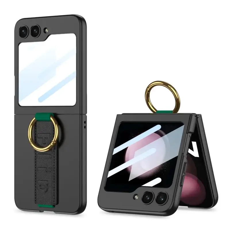 Samsung Galaxy Z Flip 5 Suojakuori sormushihnalla - Musta