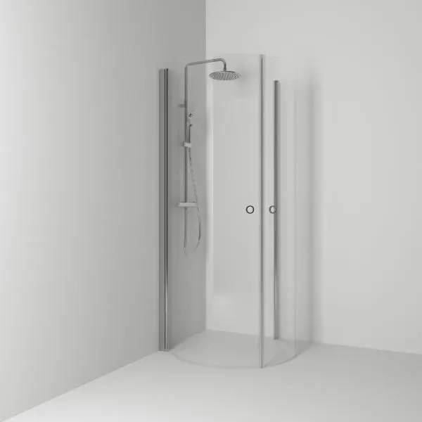 Skoga Round Shower Corner with Matte Aluminum Profile and Clear Glass, 95x80 cm