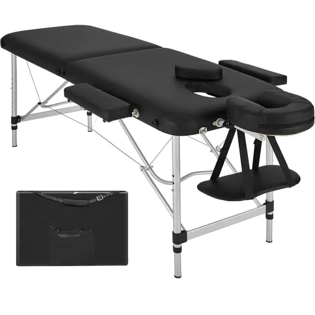 Tectake 2-Zone Aluminum Massage Table with Cushion and Bag