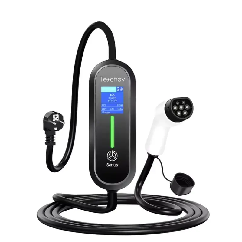 Teschev 220V 230V 16A Portable EV Charger, Type2 Charging Cable 3.5kW 16A,Type2