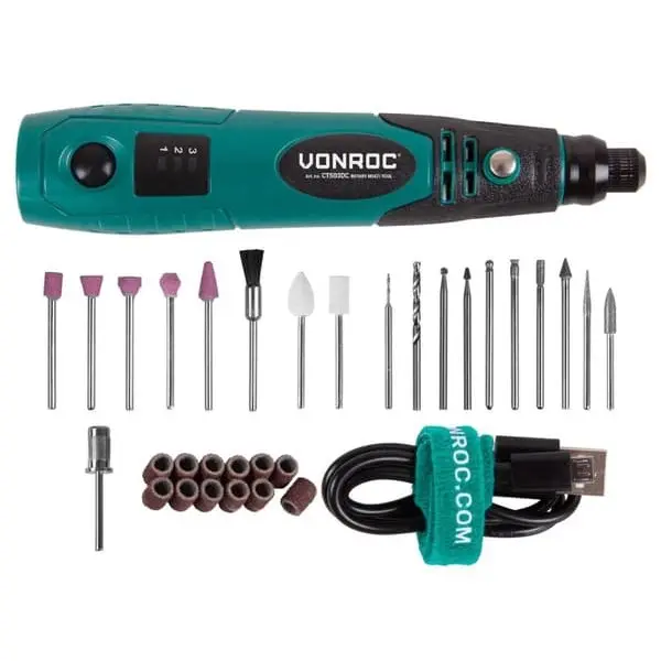 Vonroc CT503DC – 4V Cordless Rotary Tool with 31 Accessories & Storage Bag