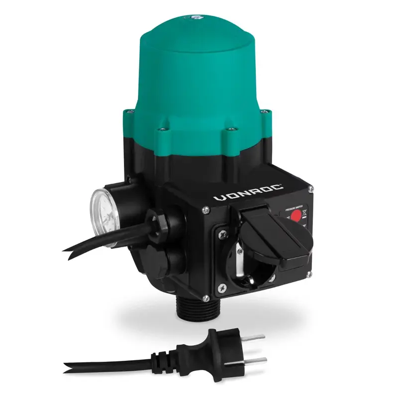 Vonroc Pressure Switch for Home and Garden, Plug & Play, Max. 1100W