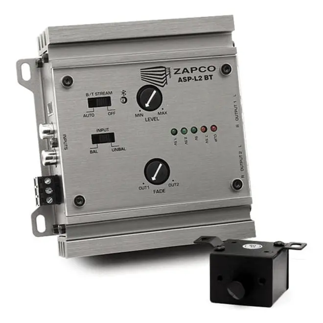 Zapco ASP-L2 BT linjaohjain - Bluetooth, 2 tuloa, 4 lähtöä, 9,5 V RMS